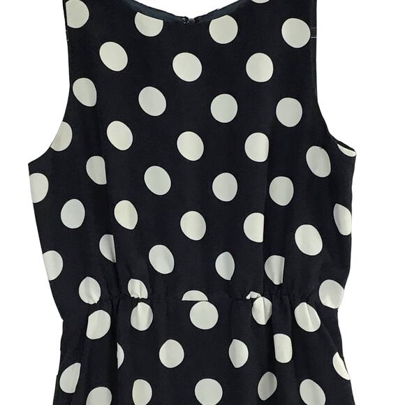 J. Crew Printed Shift Sun Dress Navy Blue White Dot Sleeveless Mini Dress sz 2 - Picture 7 of 12